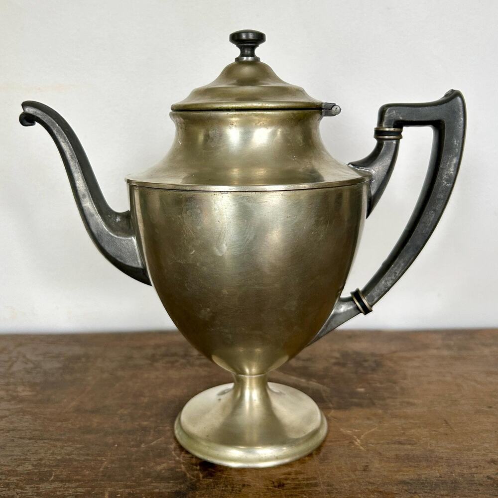 Antique Van Bergh Nickel Brass Coffee Pot | Art Deco Server (For Display)